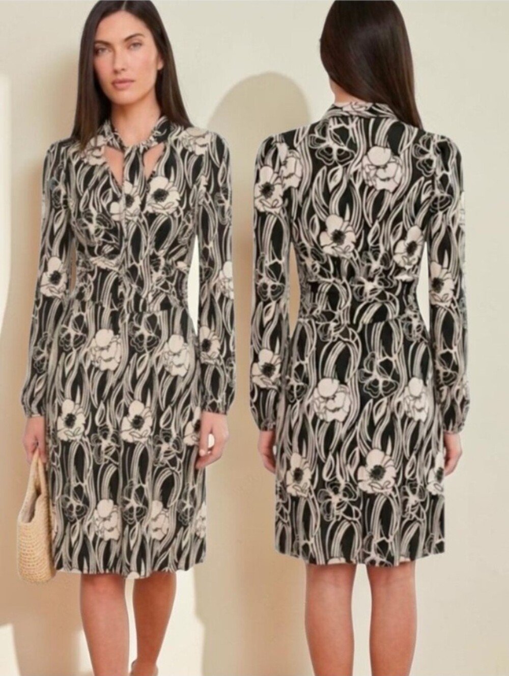 BANANA REPUBLIC Tulip Print Silk Tie-front A-line Dress - Size XS